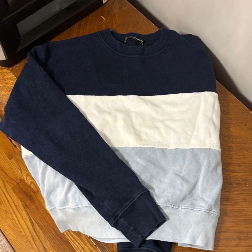Navy, White, and Light Blue Sweatshirt